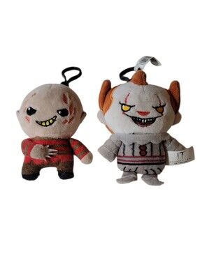 Horror Plush Bag Clips Keychains Pennywise From IT & Freddy Krueger